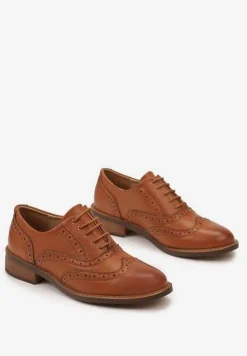 Brązowe Klasyczne Półbuty Oksfordki Delaisama