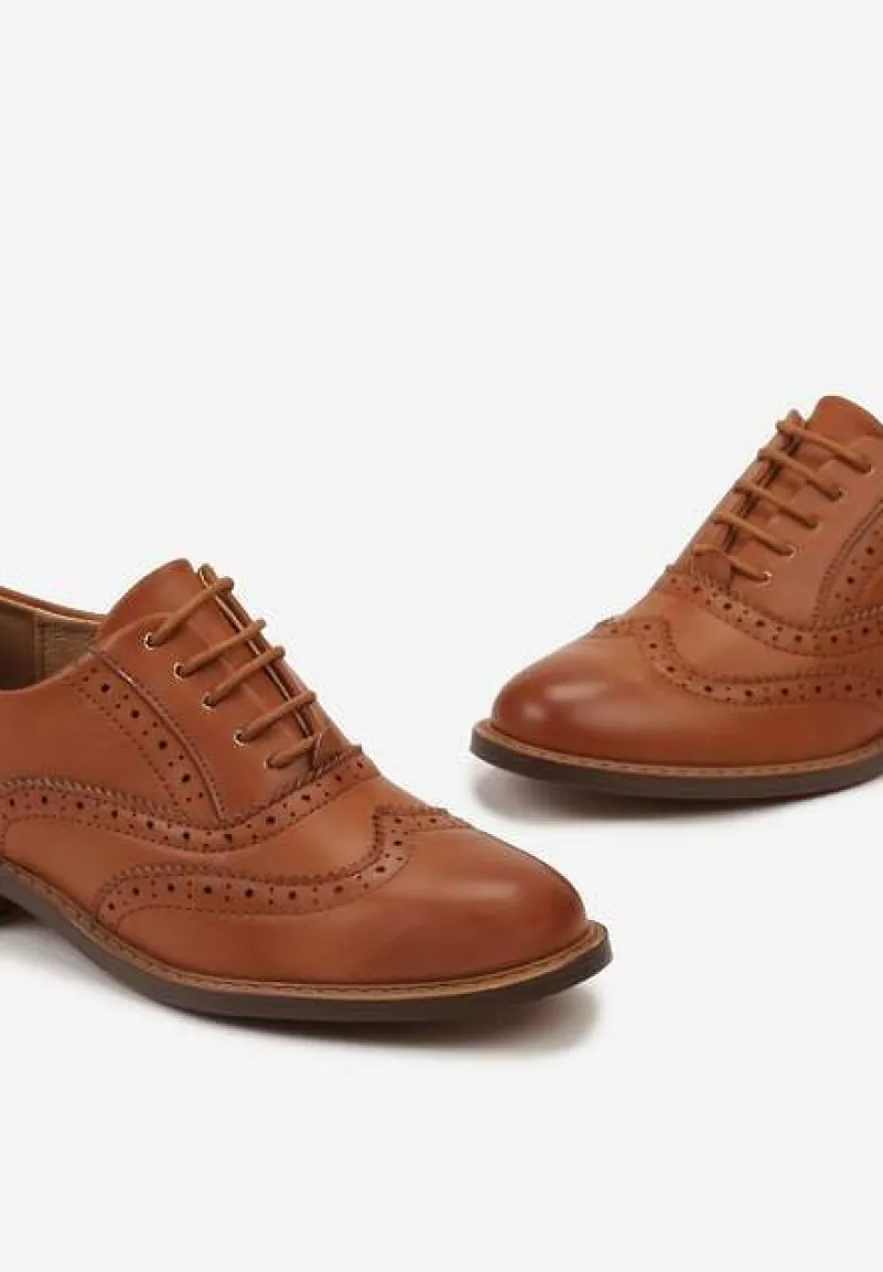 Brązowe Klasyczne Półbuty Oksfordki Delaisama