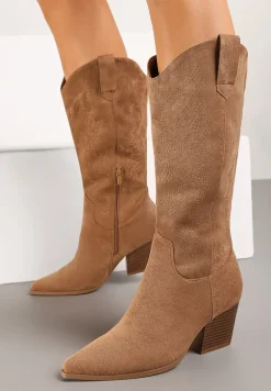 Brązowe Kozaki Kowbojki na Stożku Esariael