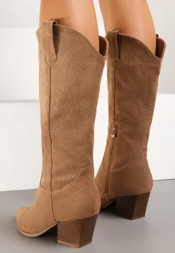 Brązowe Kozaki Kowbojki na Stożku Esariael