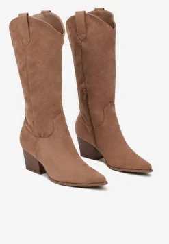 Brązowe Kozaki Kowbojki na Stożku Esariael