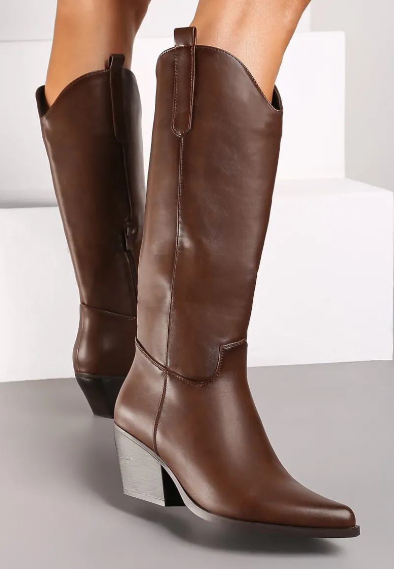 Brązowe Kozaki Kowbojki na Stożku Tarolinne