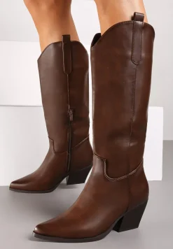 Brązowe Kozaki Kowbojki na Stożku Tarolinne