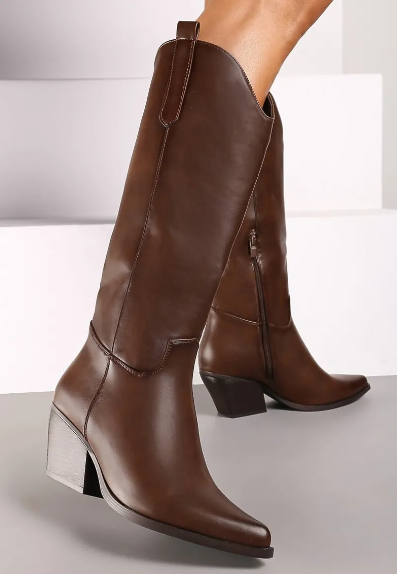 Brązowe Kozaki Kowbojki na Stożku Tarolinne