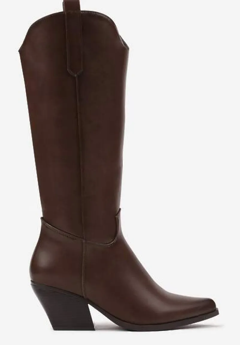 Brązowe Kozaki Kowbojki na Stożku Tarolinne