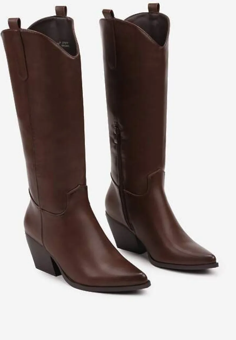 Brązowe Kozaki Kowbojki na Stożku Tarolinne