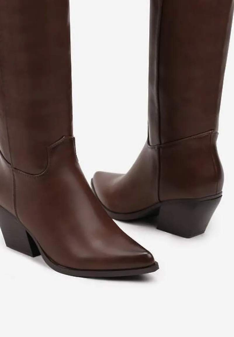 Brązowe Kozaki Kowbojki na Stożku Tarolinne