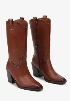 Brązowe Kozaki Kowbojki na Słupku Laoniae