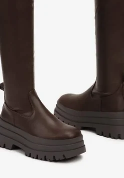 Brązowe Kozaki Muszkieterki na Platformie Sezira