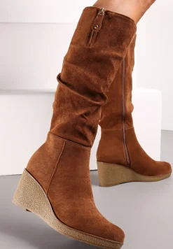 Brązowe Kozaki na Koturnie przed Kolano Narthese