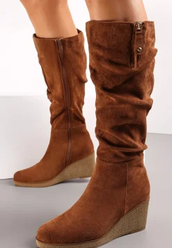 Brązowe Kozaki na Koturnie przed Kolano Narthese