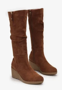 Brązowe Kozaki na Koturnie przed Kolano Narthese