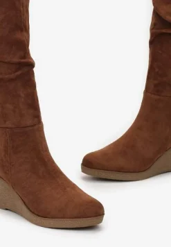 Brązowe Kozaki na Koturnie przed Kolano Narthese