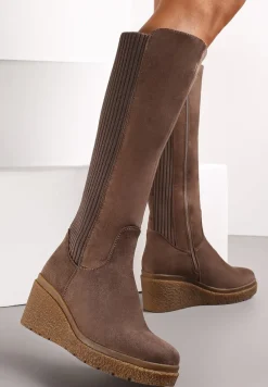 Brązowe Kozaki na Koturnie Gabines