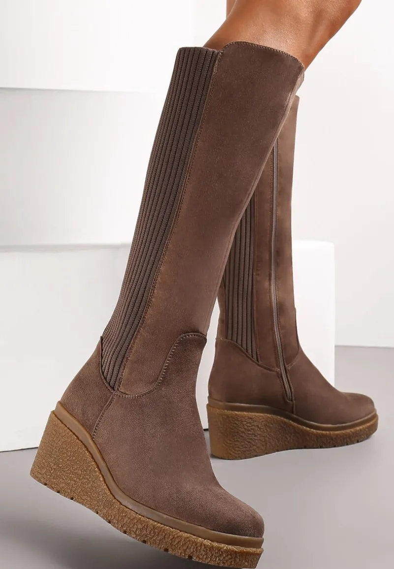 Brązowe Kozaki na Koturnie Gabines