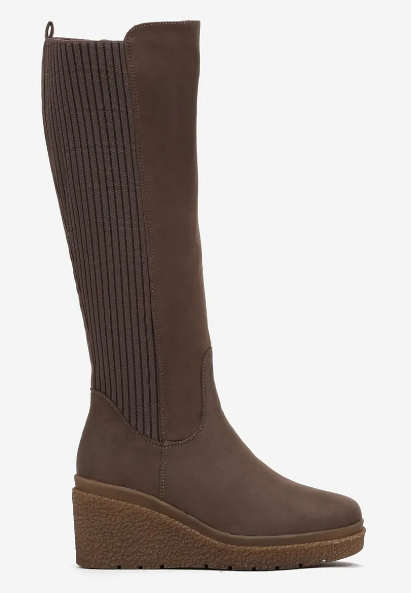 Brązowe Kozaki na Koturnie Gabines