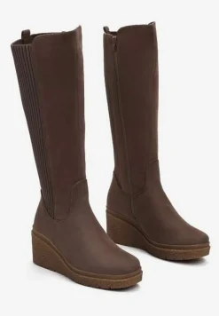 Brązowe Kozaki na Koturnie Gabines