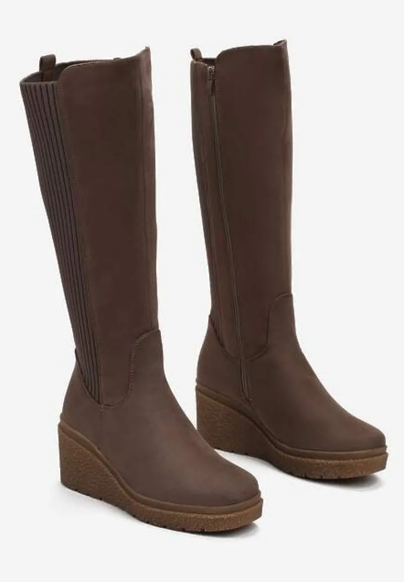 Brązowe Kozaki na Koturnie Gabines