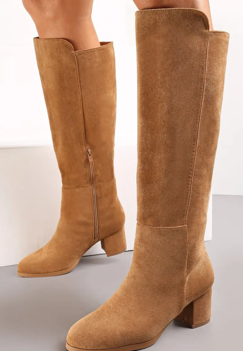 Brązowe Kozaki na Niskim Słupku Fatimanis