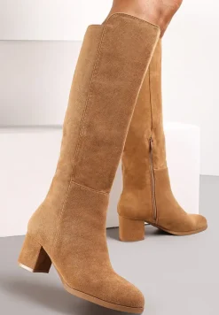 Brązowe Kozaki na Niskim Słupku Fatimanis