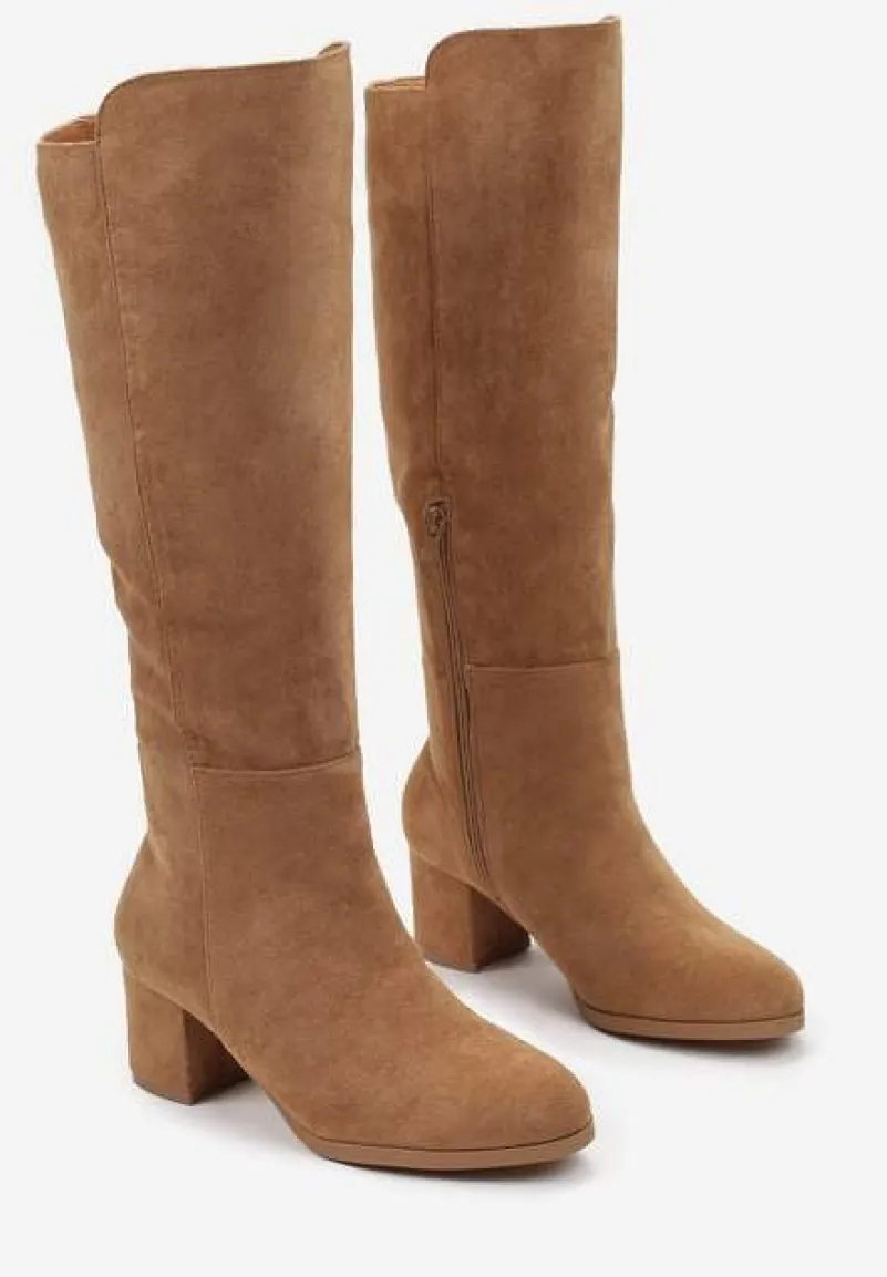 Brązowe Kozaki na Niskim Słupku Fatimanis