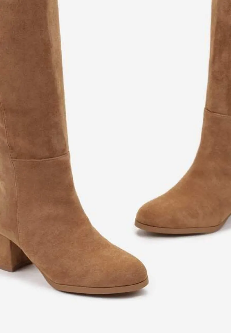 Brązowe Kozaki na Niskim Słupku Fatimanis