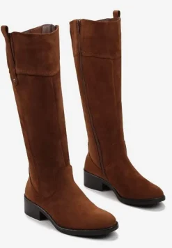 Brązowe Kozaki przed Kolano z Ozdobnymi Przeszyciami Bieer