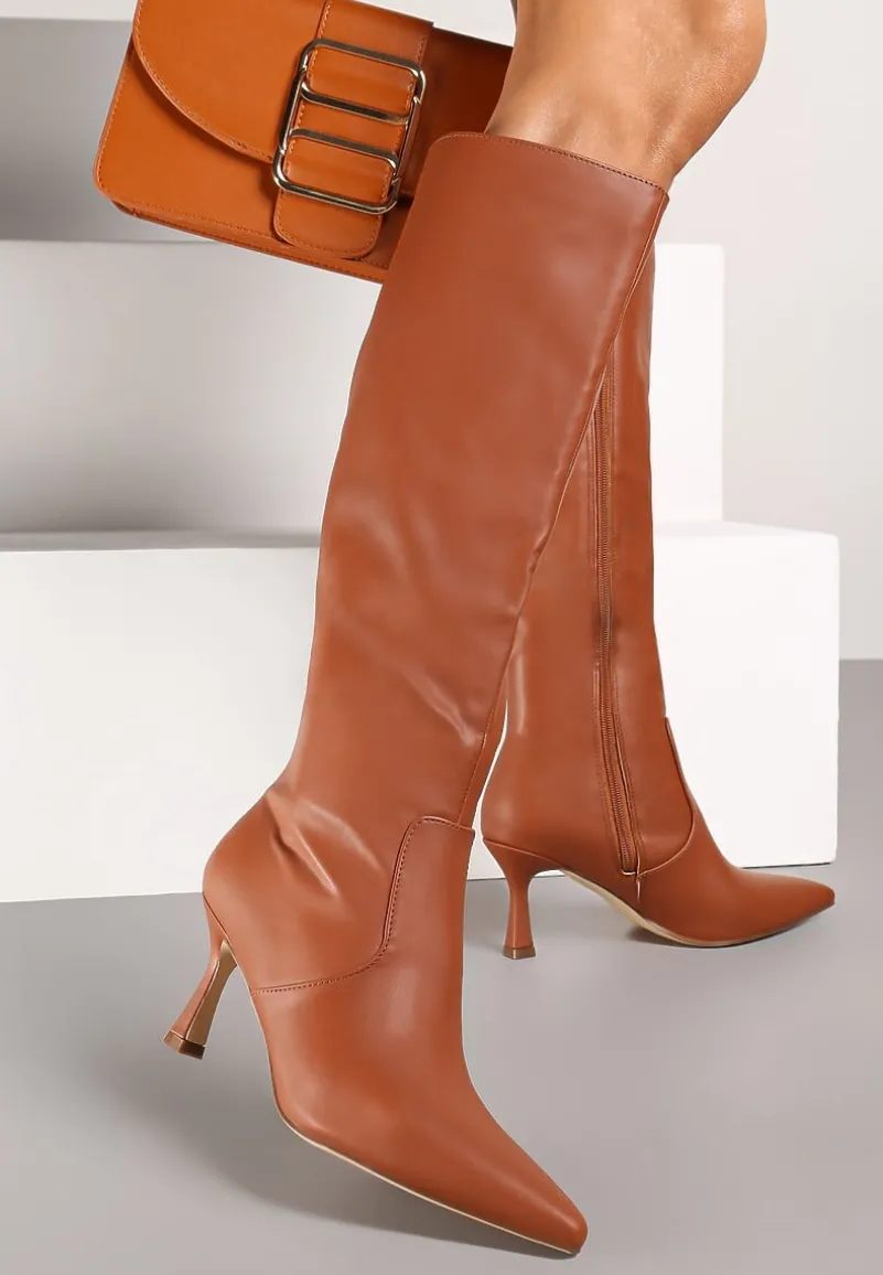 Brązowe Kozaki Vices na Szpilce w Klasycznym Stylu Izalea