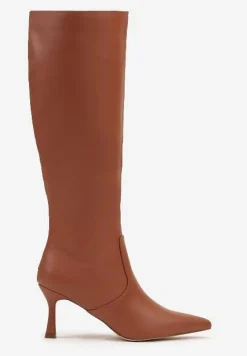 Brązowe Kozaki Vices na Szpilce w Klasycznym Stylu Izalea