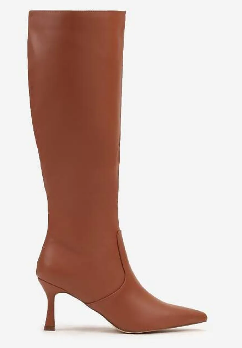 Brązowe Kozaki Vices na Szpilce w Klasycznym Stylu Izalea