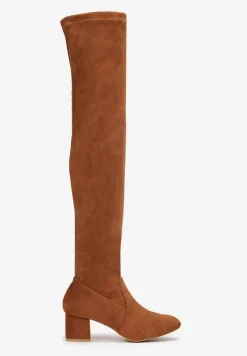 Brązowe Kozaki za Kolano na Słupku Neshi