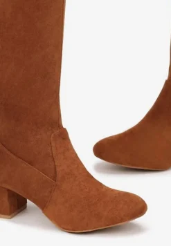 Brązowe Kozaki za Kolano na Słupku Neshi