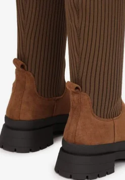 Brązowe Kozaki za Kolano z Elastyczną Cholewką Uruau