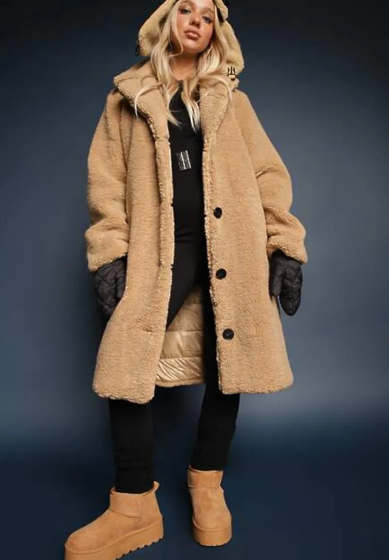 Brązowe Krótkie Śniegowce na Platformie Elenith