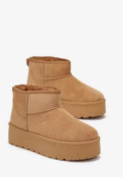 Brązowe Krótkie Śniegowce na Platformie Elenith