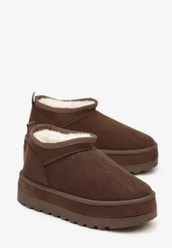 Brązowe Krótkie Śniegowce Vices z Ozdobną Lamówką Olfedi