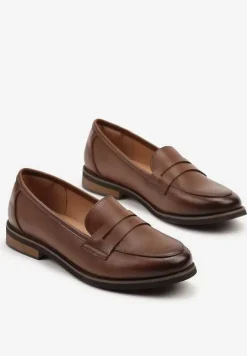Brązowe Mokasyny Basic z Wkładką ze Skóry Naturalnej Sorlivia