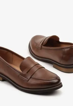 Brązowe Mokasyny Basic z Wkładką ze Skóry Naturalnej Sorlivia