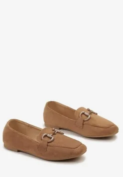 Brązowe Mokasyny Ozdobione Klamrą z Cyrkoniami z Ekozamszu Dufflea