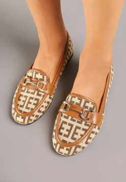 Brązowe Mokasyny z Ekozamszu z Ozdobną Metaliczną Aplikacją Nusarila
