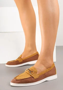 Brązowe Mokasyny z Metalową Ozdobą Ellianta