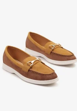 Brązowe Mokasyny z Metalową Ozdobą Ellianta
