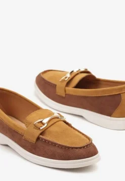 Brązowe Mokasyny z Metalową Ozdobą Ellianta