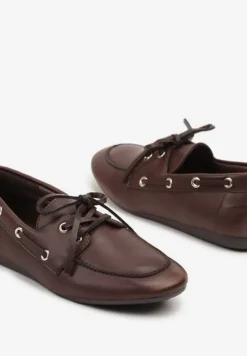 Brązowe Mokasyny z Ozdobnym Wiązaniem Lanrive