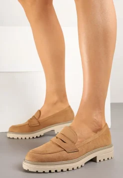 Brązowe Mokasyny z Ozdobnym Przodem Mevanea