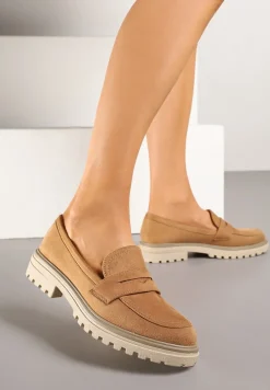 Brązowe Mokasyny z Ozdobnym Przodem Mevanea