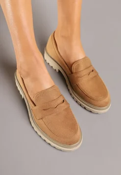 Brązowe Mokasyny z Ozdobnym Przodem Mevanea