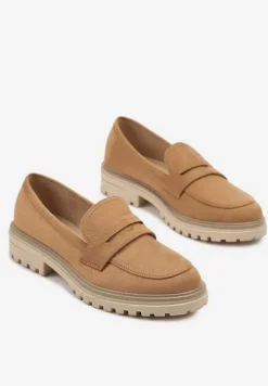 Brązowe Mokasyny z Ozdobnym Przodem Mevanea