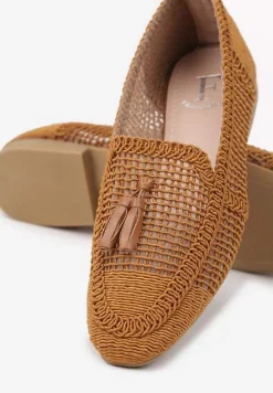 Brązowe Mokasyny z Siateczki z Frędzlami Adenda