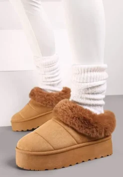 Brązowe Śniegowce na Grubej Podeszwie z Ociepleniem z Futerka Tirisha